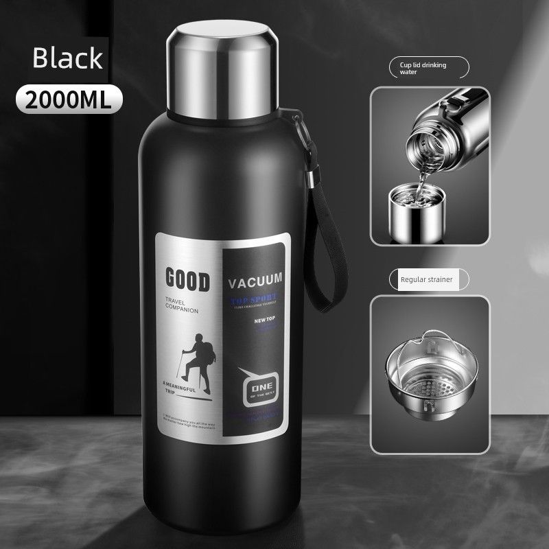 Japanese Tiger Large-Capacity Thermos Cup for Men, 316 Stainless Steel Water Bottle, Outdoor Portable Tea-Water Separation All-Steel Flask