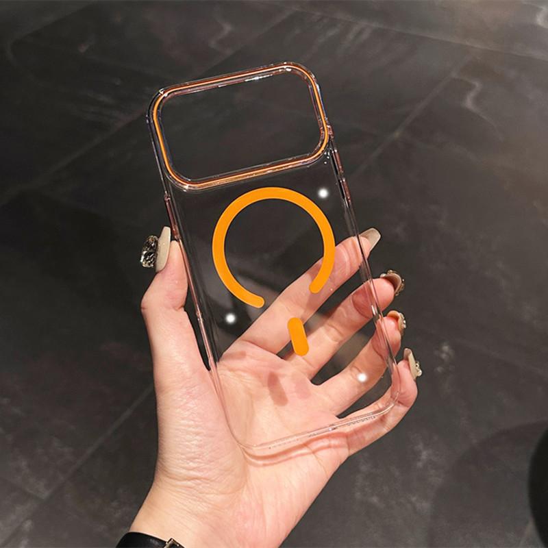IPhone 17 Mobile Phone Case Ice permeable Magnetic Absorbing PC Anti fall Apple 16pro Transparent Original Color 15 Protection Case