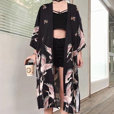 Japońskie damskie kimono kurtka kardigan płaszcz Lucky Cat Yukata topy luźne Haori