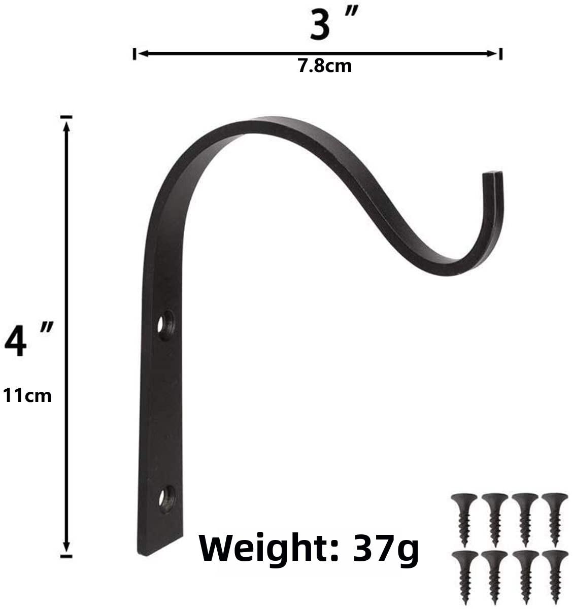 

1 шт. Металлические кронштейны для подвесных корзин, крючок для вешалки для садовых растений, настенный декор, прочный железный S-образный крючок для цветочного горшка, подвесной фонарь 1PCS чёрный