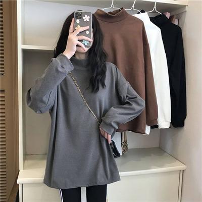 Fashion Turtleneck Solid Color All-match Hoodies Women Clothing Autumn New Oversized Casual Pullovers Loose Korean Hoodies