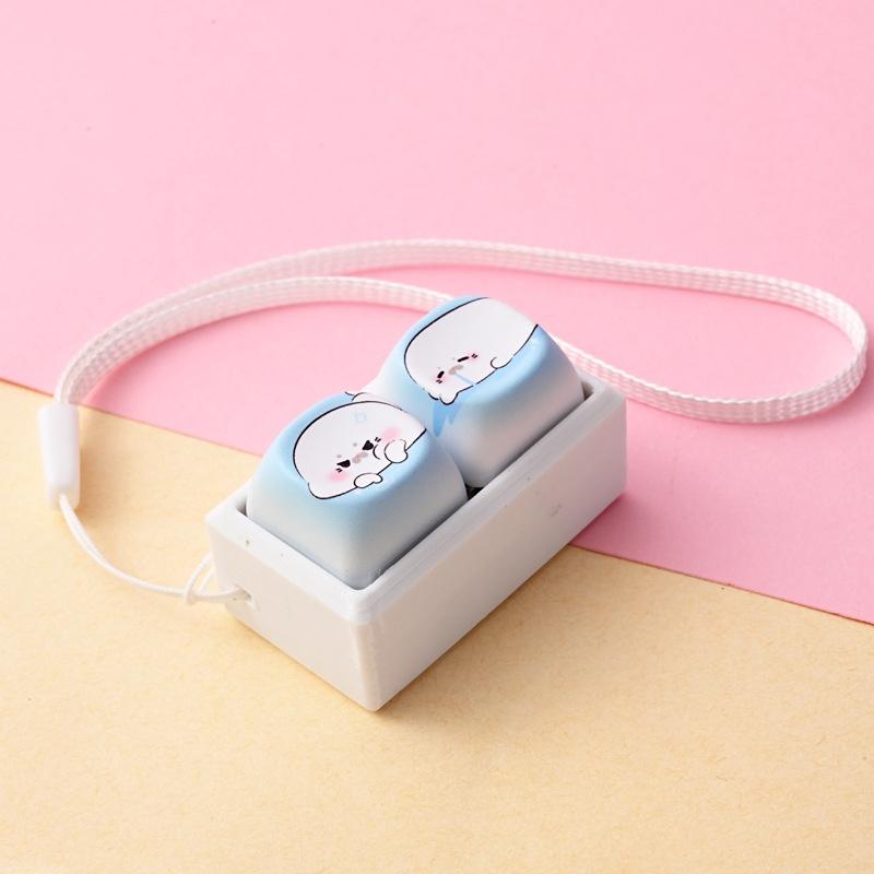 Cute Cartoon Fidget Keycap Keychains Adorable Animal Patterns For Bag Decor Office Stress Relief