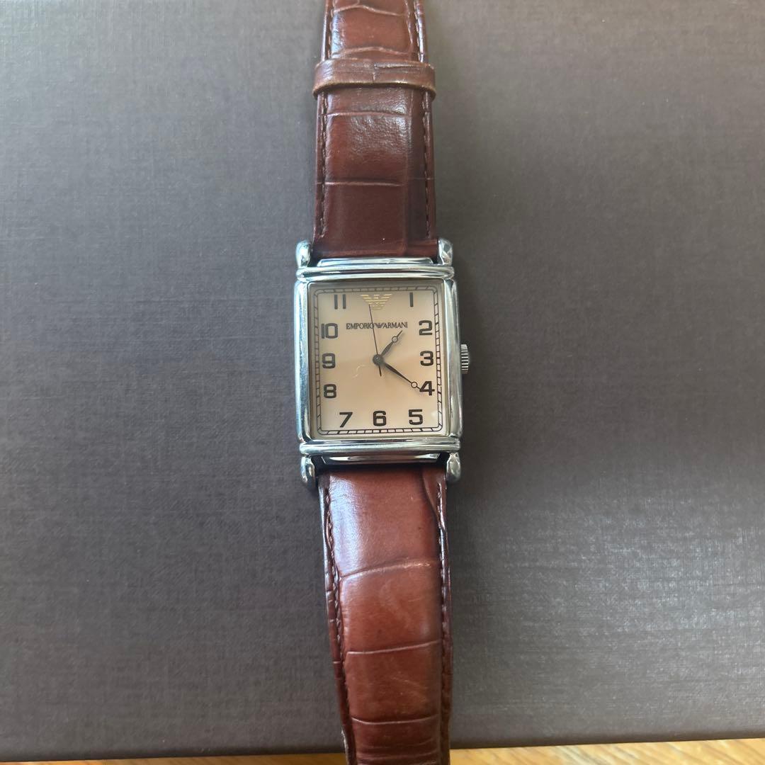 Used Emporio Armani brown leather watch