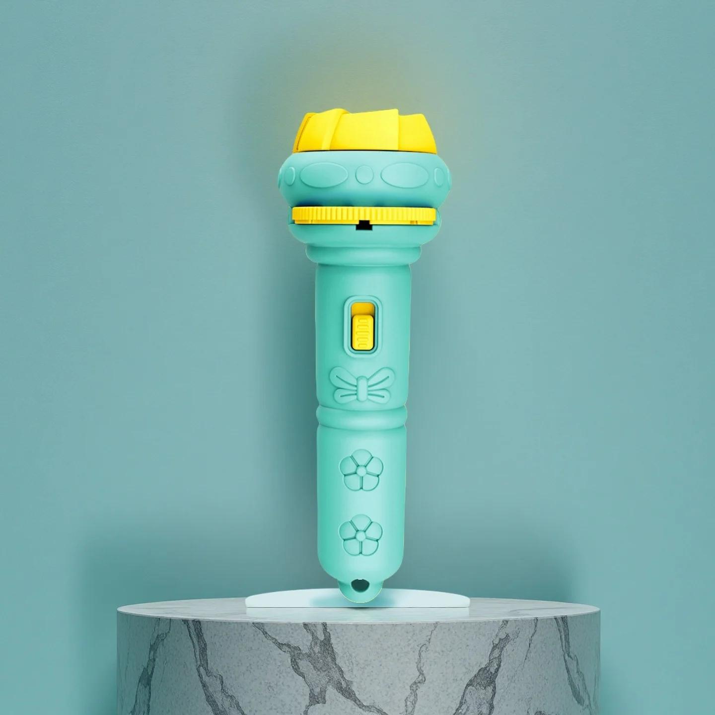 

10 Cards Cartoon Projection Flashlight 80 Patterns Creative Children Flashlight Toy Projector Baby Toys Bedtime Story Book Toy Green(10slide)