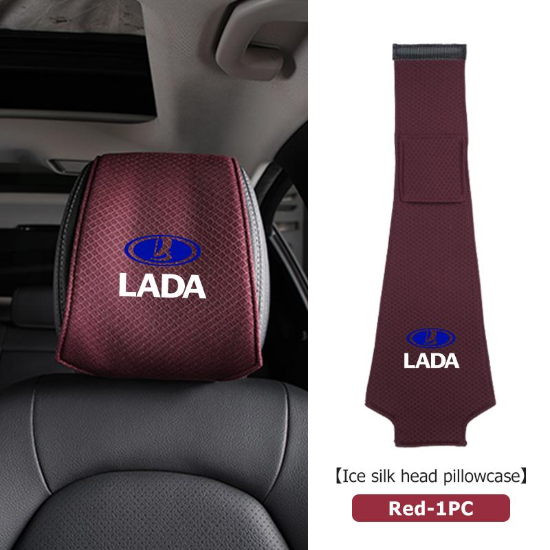 Car Seat Back Headrest Ice Silk Support Pad Head Pillow Covers For Lada Niva Vesta 4X4 Samara Kalina Largus Priora Granta