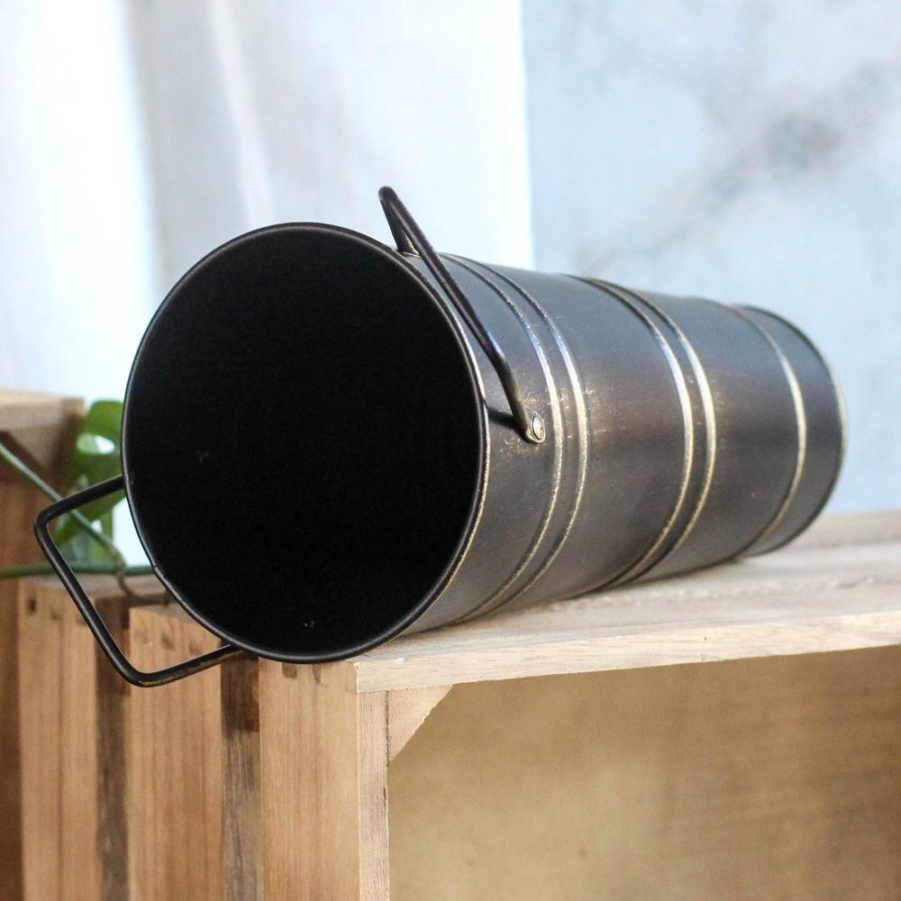 Durable Tin Flower Bucket Creative Wrought Vase DIY Craft Retro Tin Barrel  Centerpiece