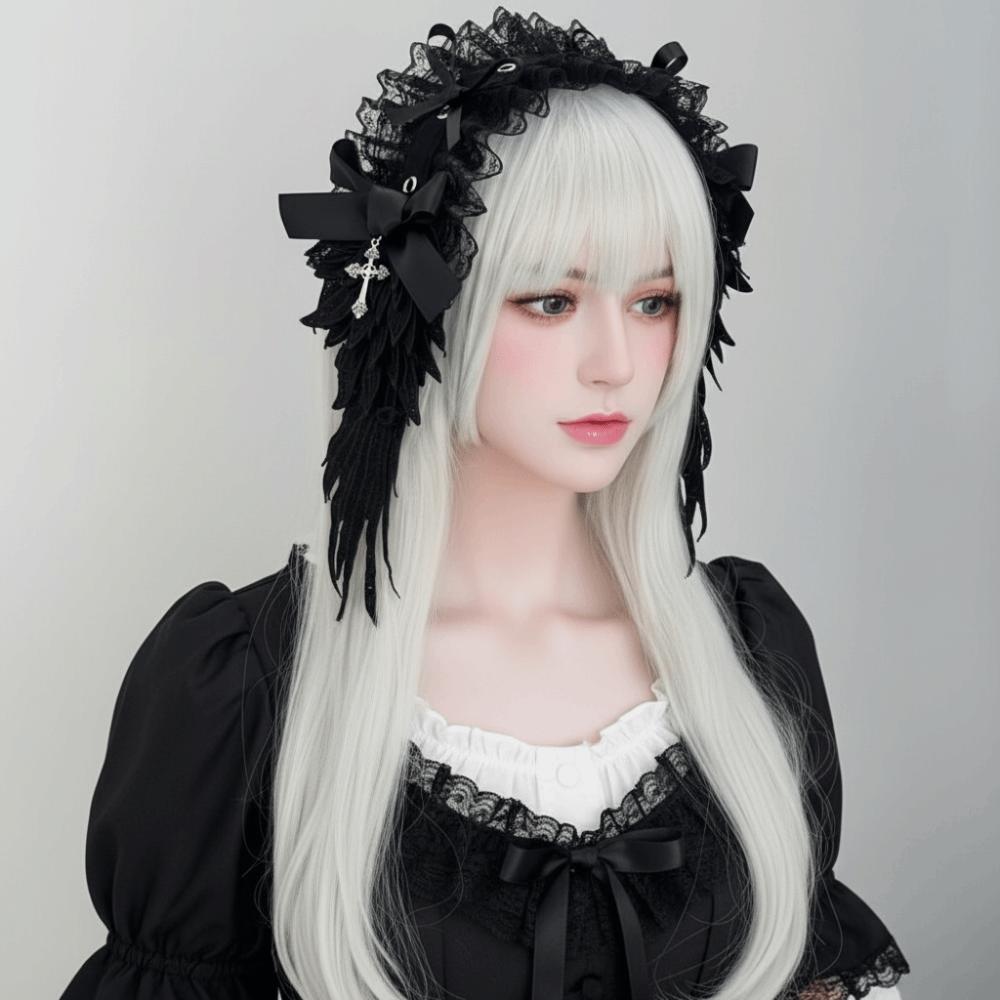 Y2k Lolita Wings Lace Headband Spicy Girl Lolita Hair Clip Cute Cosplay Headdress  Girls