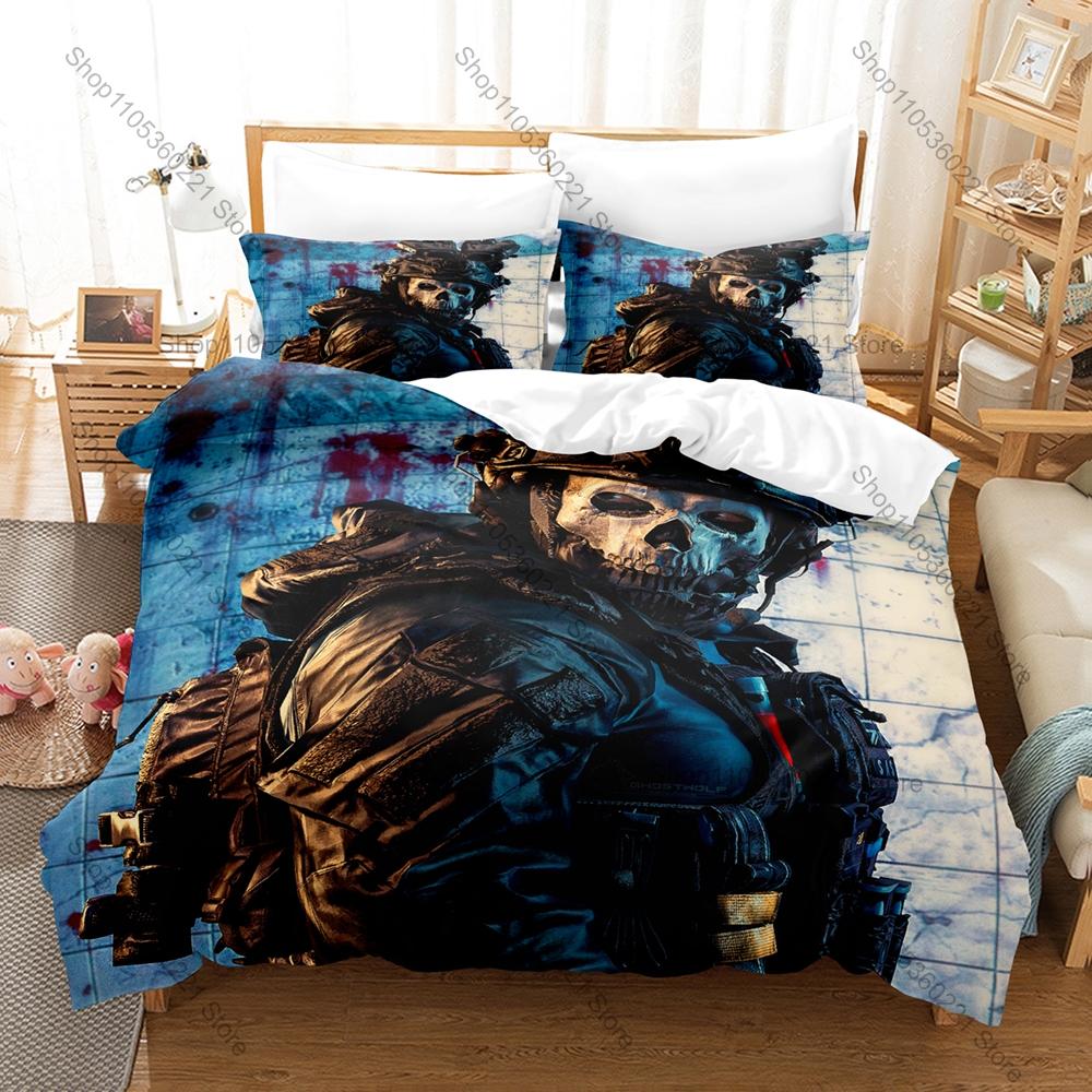 Call Of Duty Simon Ghost Riley Bed Set 3D Printed Duvet Cover Pillowcase Bedding Set For Boys Game Fans Home Textile