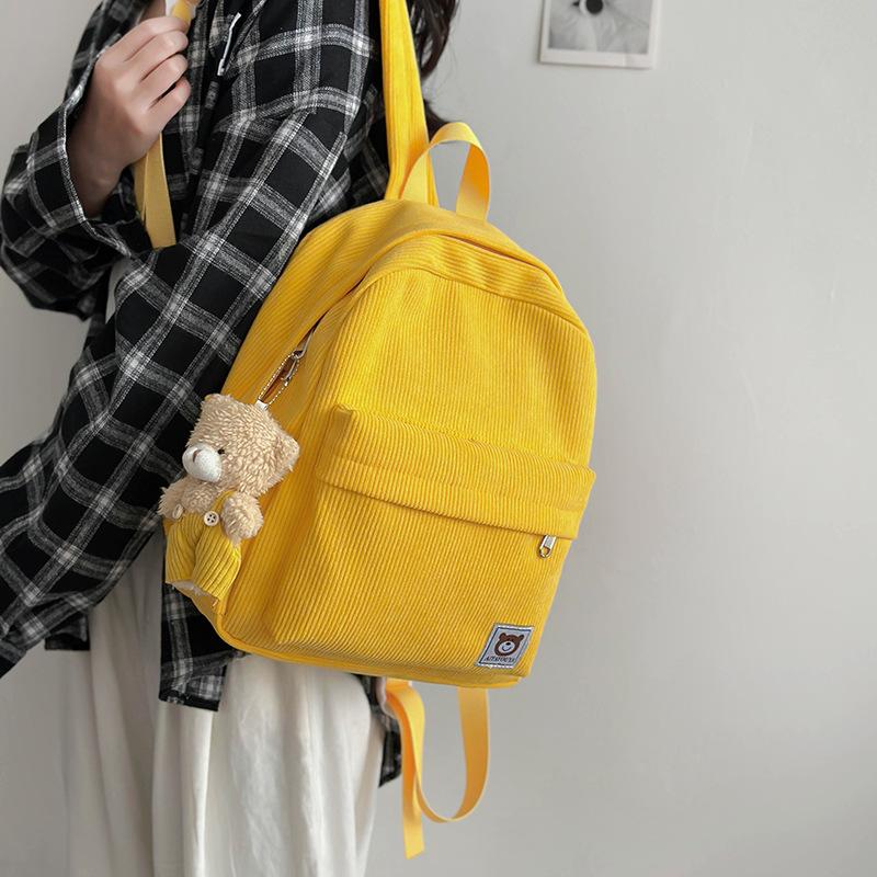 Mini Ryggsekk Dame Cordfløyel Ryggsekk Student Skoleveske