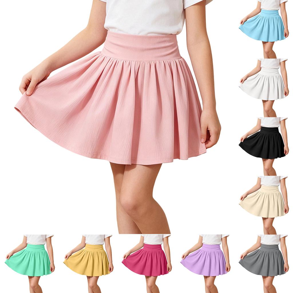 Girls High Waist Tennis Skirt Athletic Skirt Lightweight Stretchy Yoga Skirt Pleated Sports Skirt for Kids Activewear
