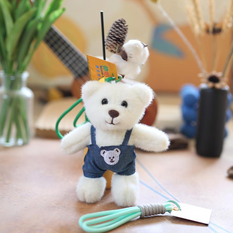 

Adorable Plush Teddy Bear Keychain Cute Accessory For Bags Soft And Fluffy Toy StrapWhite