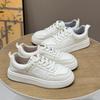 Platform white shoes women's 2025 new fashion versatile comfortable lightweight college style round head lace-up casual board shoes