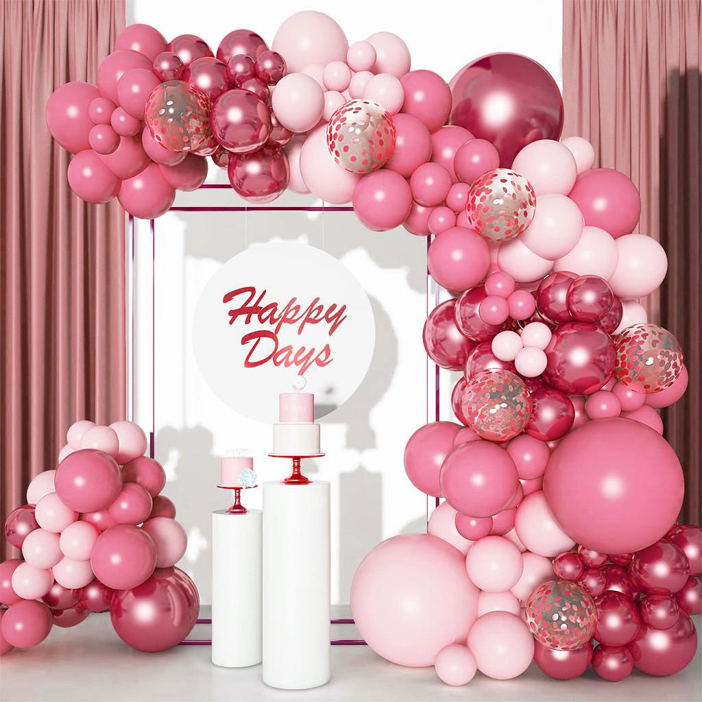 Pink Red Balloon Garland Arch Kit Happy Birthday Party Decoration Kids Wedding Birthday Balloon Latex Baloon Baby Shower Decor