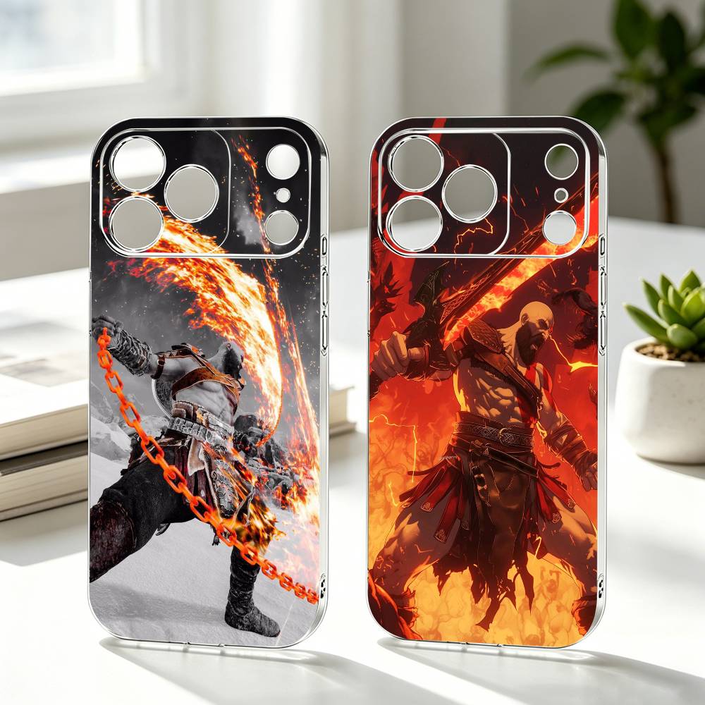 God of war Battle Karatos GAME Phone Case Transparent Silicone Soft For iPhone 17 16 15 14 13 12 11 Mini Pro Max Plus