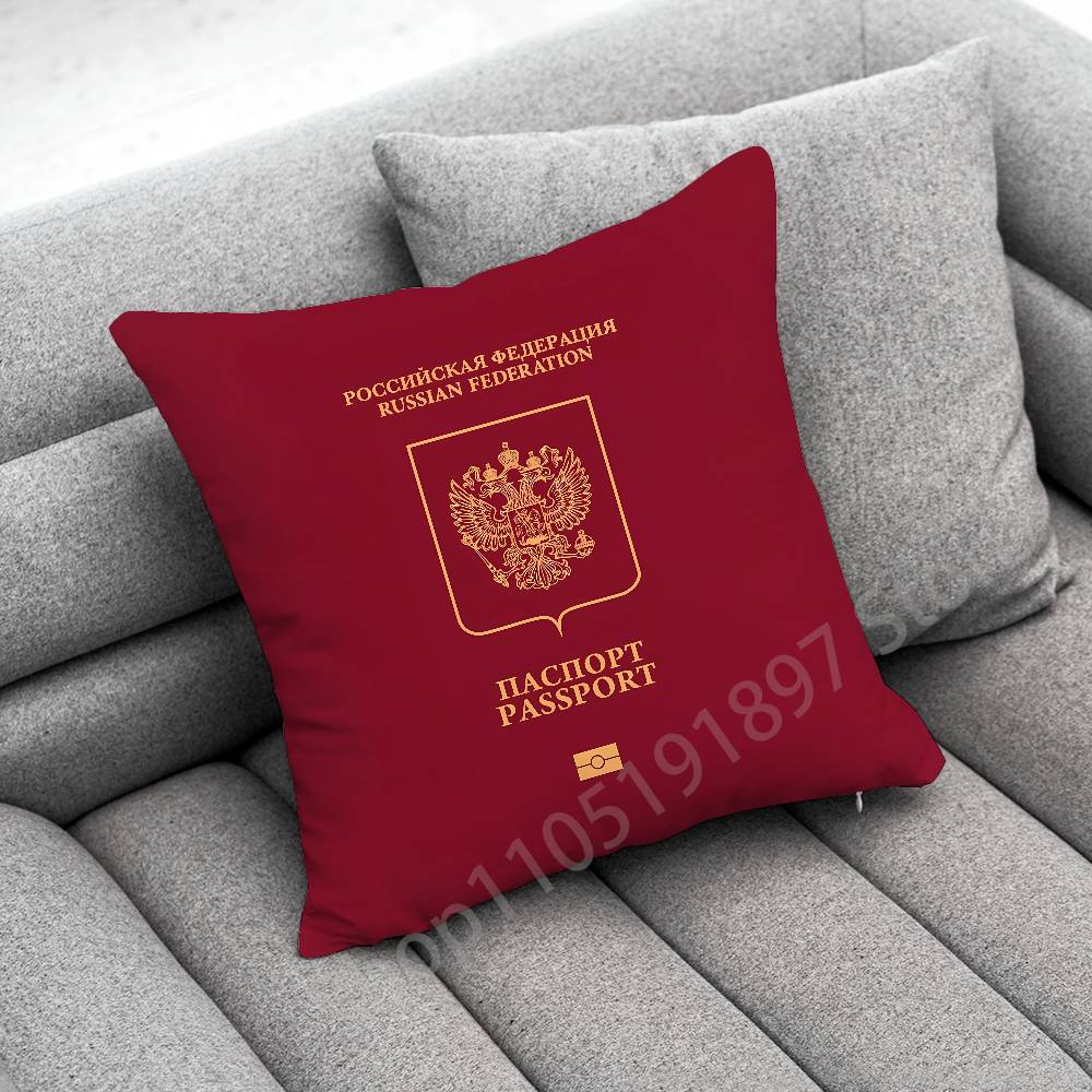 Russia Passport National Emblem Flag Throw Pillow Case For 40x40cm 45x45cm 50x50cm 30x30cm Square Office Pillowship Cover