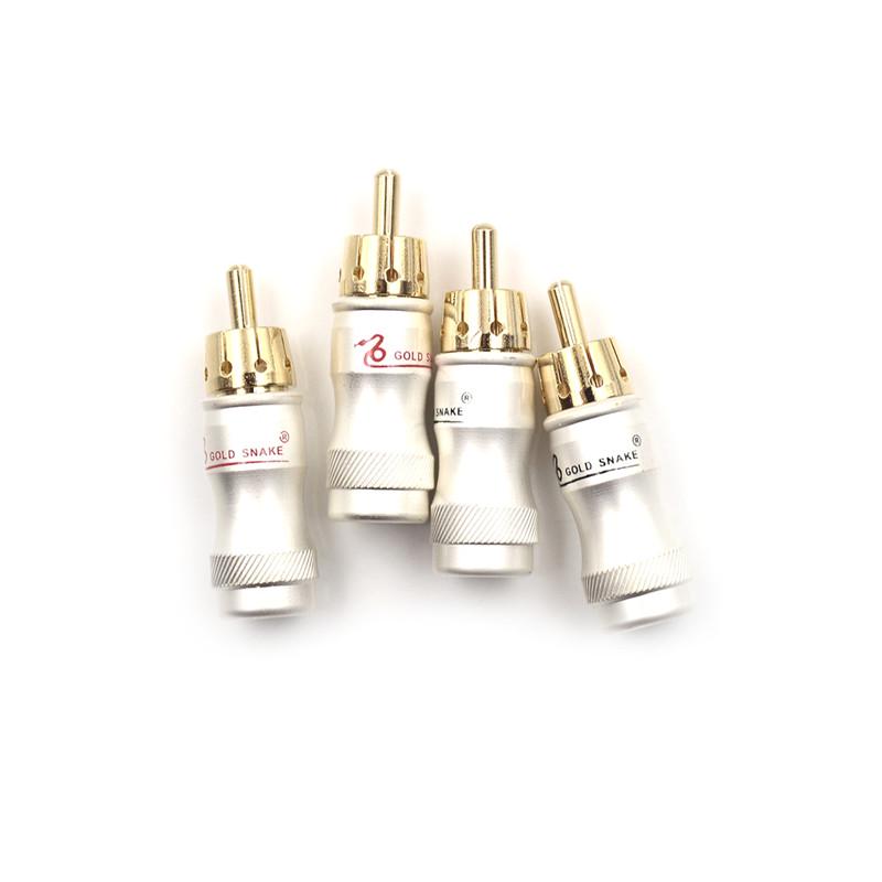 4ks Pozlacený RCA samec konektor Hifi audio kabel Audio video konektor adaptér