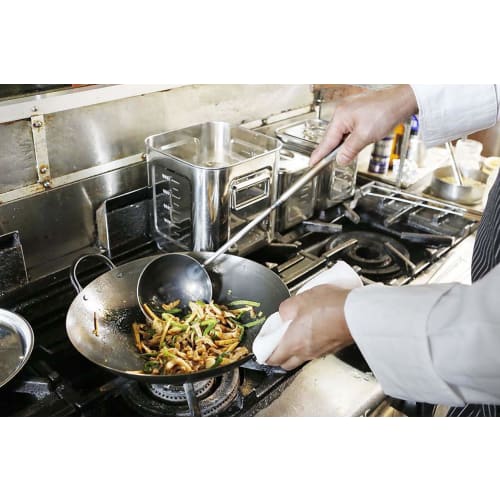 EBM Iron Blue Temper Pressed Chinese Pot with Handle, 39cm