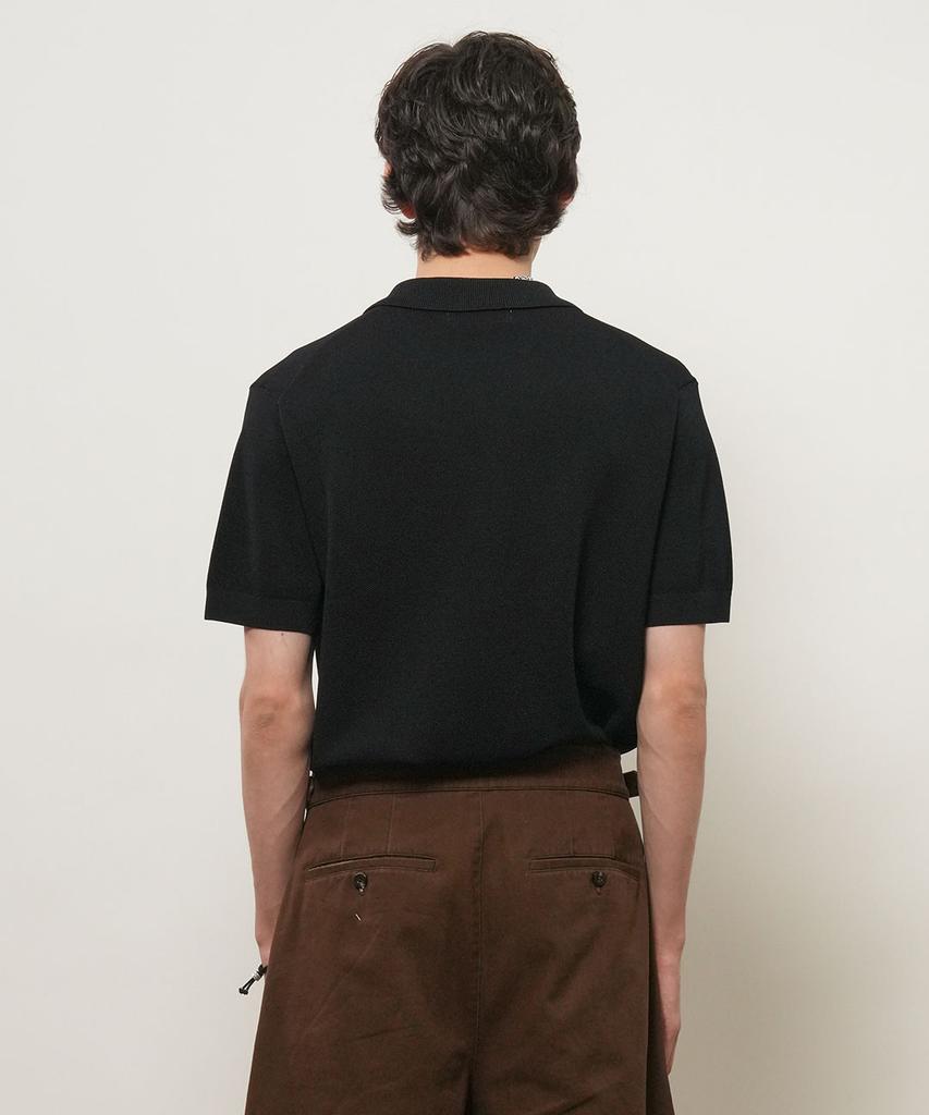 GENERALIDEA Man Temperature Cut Cool Button Collar Half Knit [Black] / Gf2Mkp013