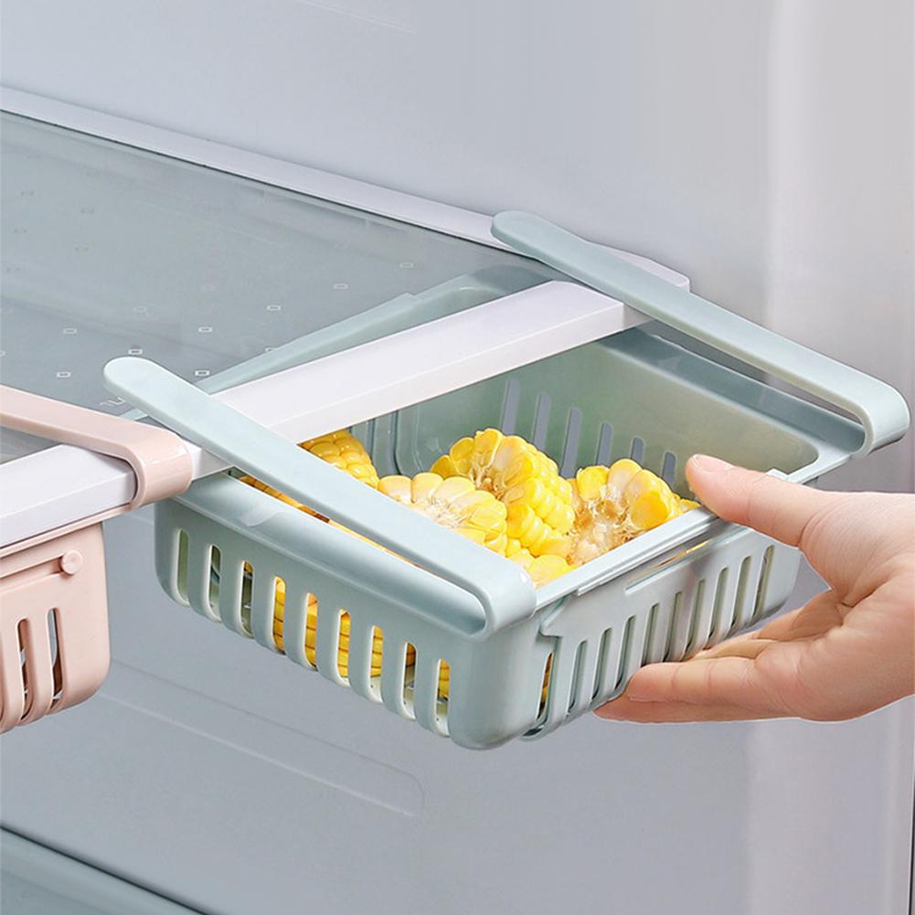 Retractable Kitchen Fridge Organizer Slide Under Shelf Drawer Box Rack Holder