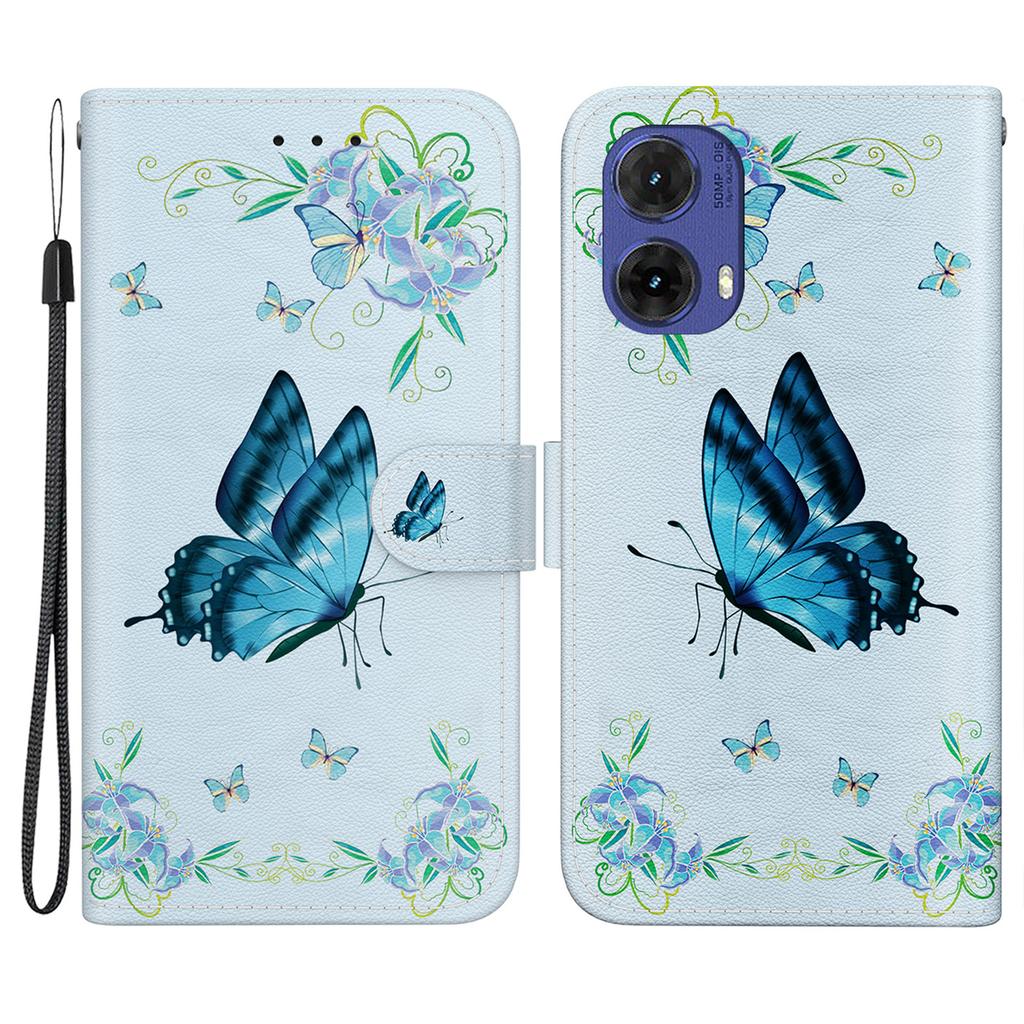 Dla Motorola Moto G85 5G/S50 Neo 5G Etui Wzór Nadruk Skórzany Pokrowiec na Telefon z Uchwytem na Karty