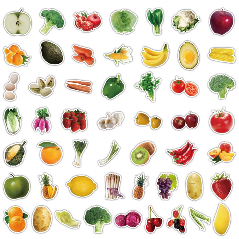 50Pcs Trendy Green Fruits And Vegetables Personalized Graffiti Stickers Creative Waterproof Removable Refrigerator Skateboard G