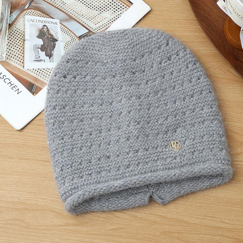 Knitted Thermal Hat Autumn and Winter Rabbit Fur Blended Women's Pullover Stacking Hat