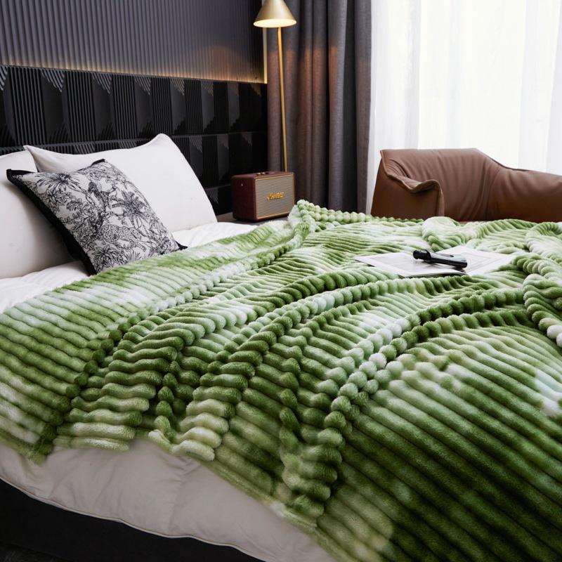 2025 Style Tie-Dye Imitation Rabbit Fur Plush Blanket