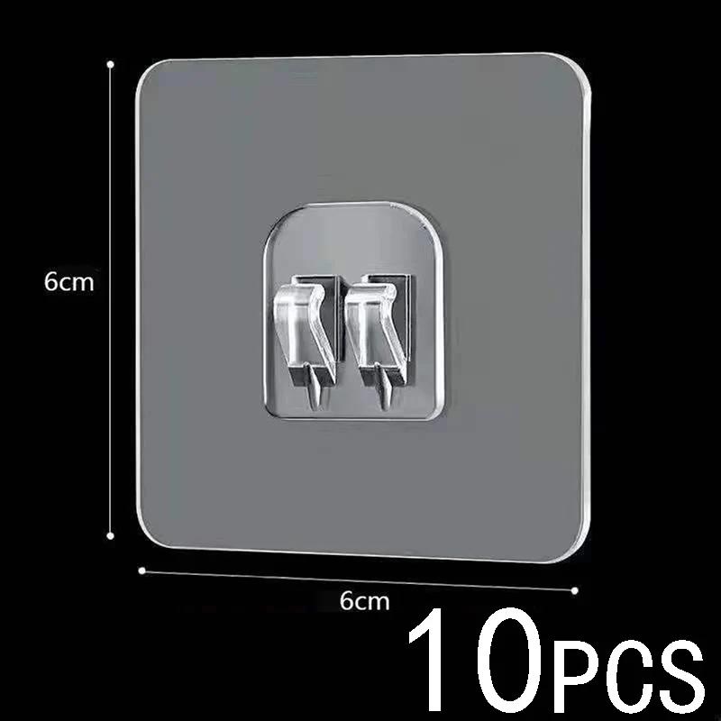 

10 шт. Прозрачный самоклеящийся крючок для вешалки, настенная стойка для хранения, фиксирующая заплатка, прочные защелки без проколов для кухонных гаджетов для ванной комнаты