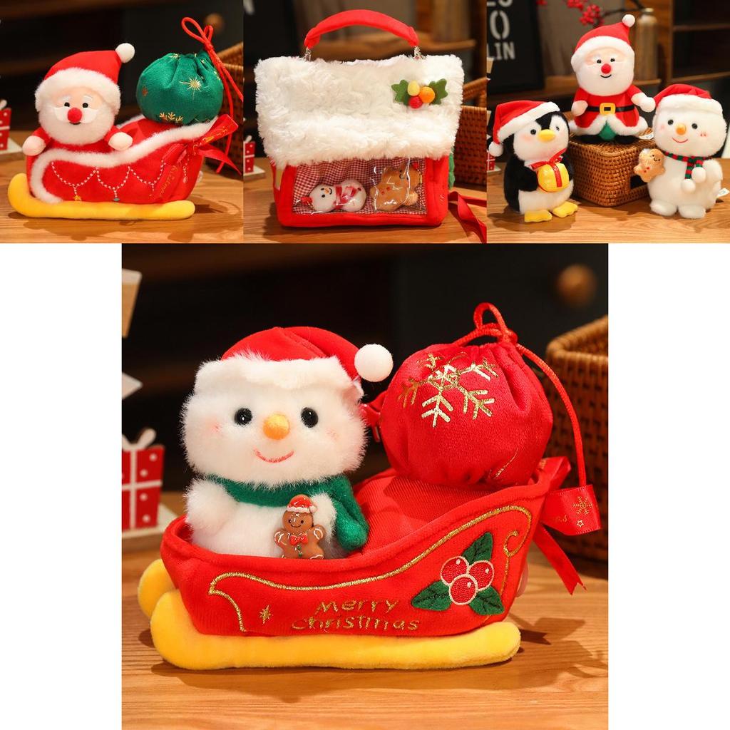 Christmas Santa Claus Snowman Penguin Sled Plush Doll Pendant Children Toy For Festive Decor