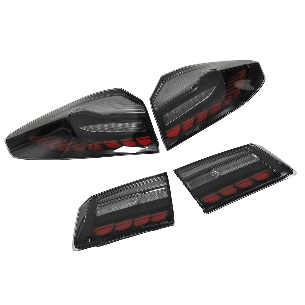 GTS OLED Style LED Tail Lights Dynamic Turn Signal Fit For 5 Series G30 M5 F90 Pre‑Facelift 2017 to 2020 Black Red