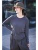 Spring/Summer Retro Smoky Gray Ultra-Thin Stretch Long-Sleeve Round-Neck Knit T-Shirt