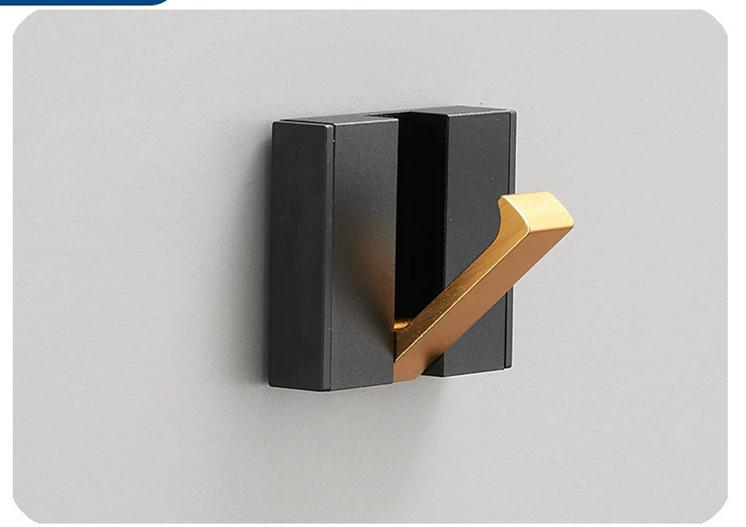 Black Towel Hanger  Robe Hook Folding Clothes Hook Black Gold Clothes Rack Hanger Aluminum Kitchen Hook Door Hanger Wall Mounted