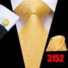 Hi-Tie Mens Golden Silk Tie Business Wedding Necktie Hanky Cufflinks