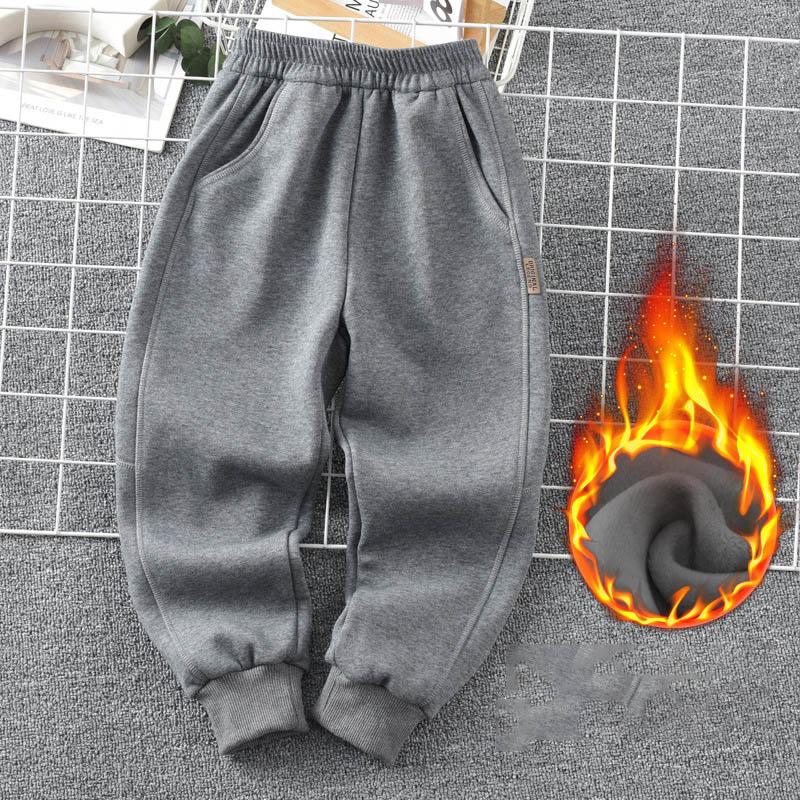 Boys Girls Fleece-lined and Thickened Trousers for Autumn and Winter, One-piece Fleece Children's Cotton Trousers, Sports Trousers