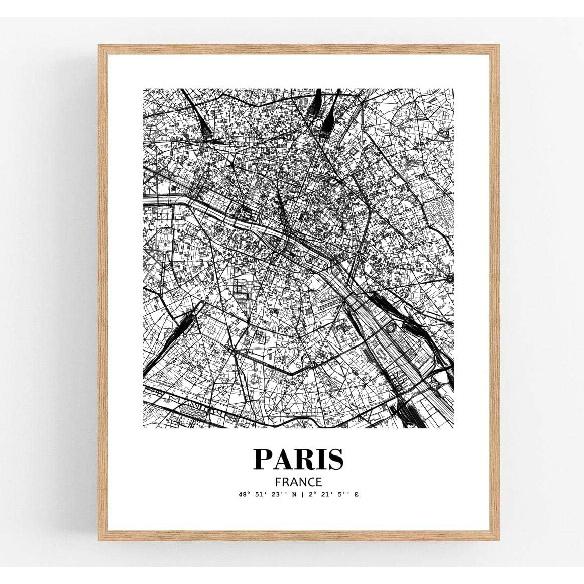 Eleville 11X14 Unframed Paris France City View Abstract Road Modern Map Art Print Poster Wall Office Home Decor Minimalist Line Art Hometown