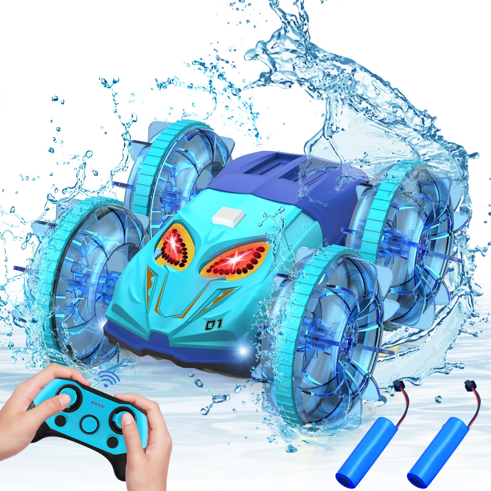 

Amphibious Remote Control Car for Fully Vehicle with Cool LED Popular Birthday Gift for Boys and Elementary and Middle School Indoor and Outdoor синий