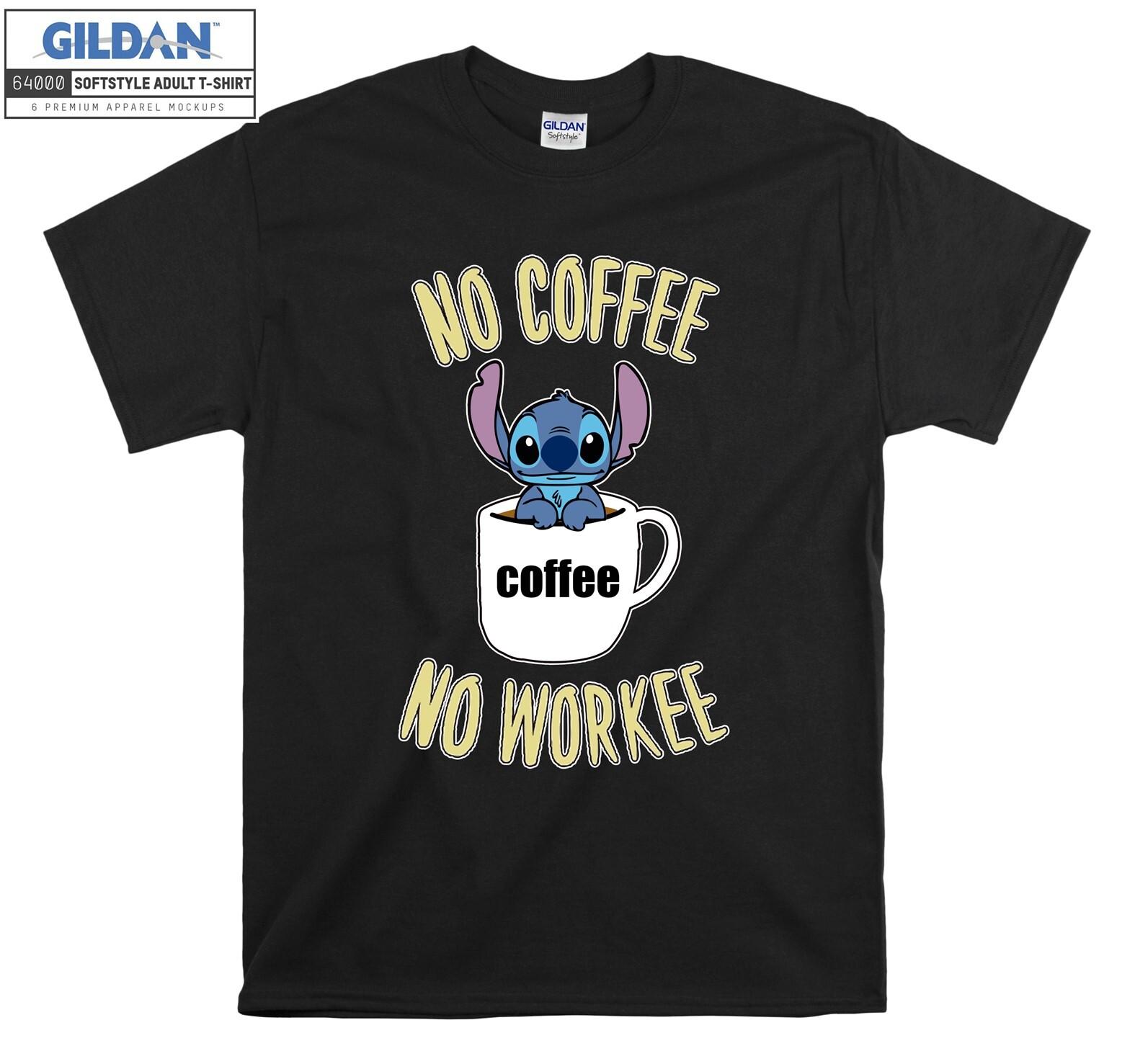 Stitch No Coffee No Workee T-Shirt Mens Womens Tees Top Gift T Shirt Mens Womens Tees Top Men Women Unisex Tshirt V260 S