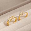 Retro Fashion Inlaid Zircon Bright Open White Shell Titanium Steel Ring Women's Ring Index Finger Ring High-end Accessories