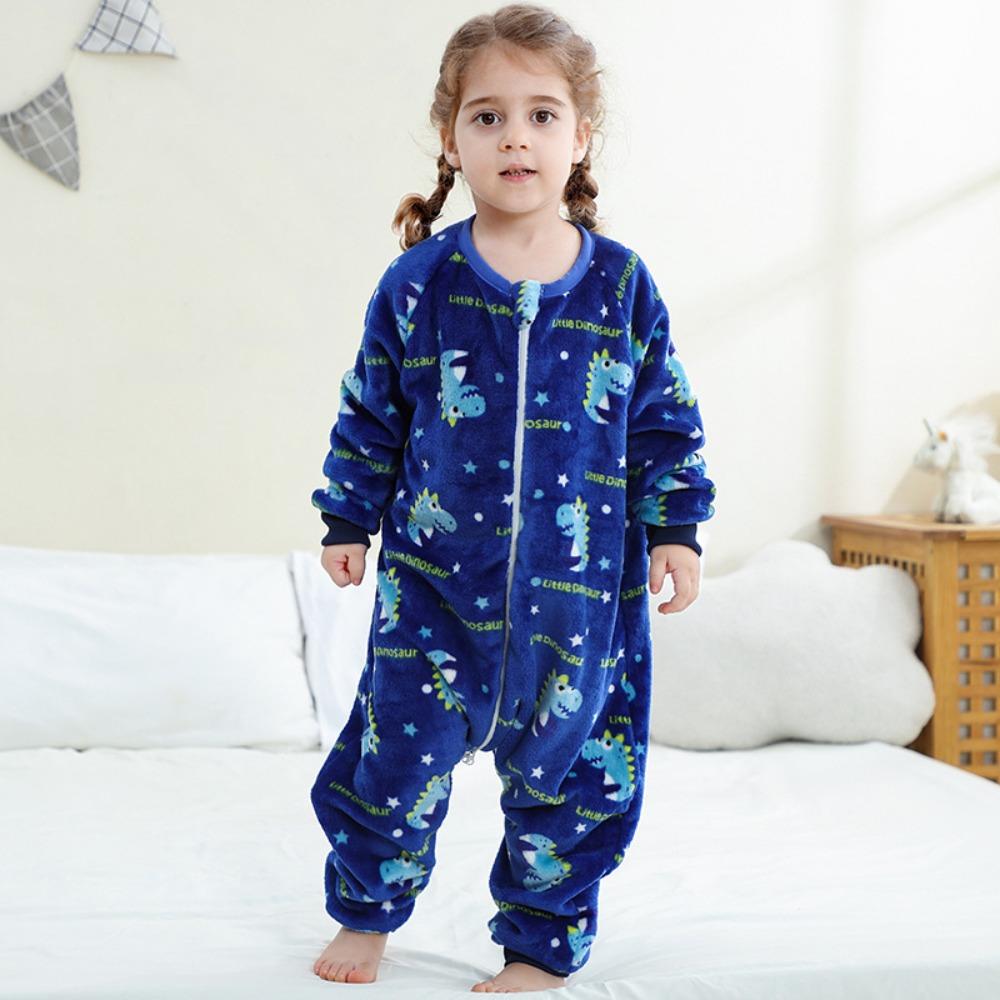 Kids Flannel Onesie Pajamas Cartoon Loungewear Christmas Costume Flannel Sleeping Bag Jumpsuit