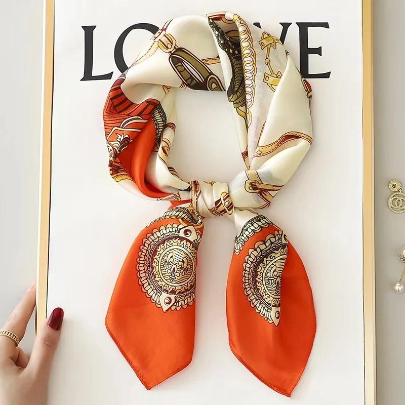 New Silk Scarf 70cm Small Square Scarf Spring Headband Neck Protection Professional Scarf Versatile Fashion Western Style Hijabs
