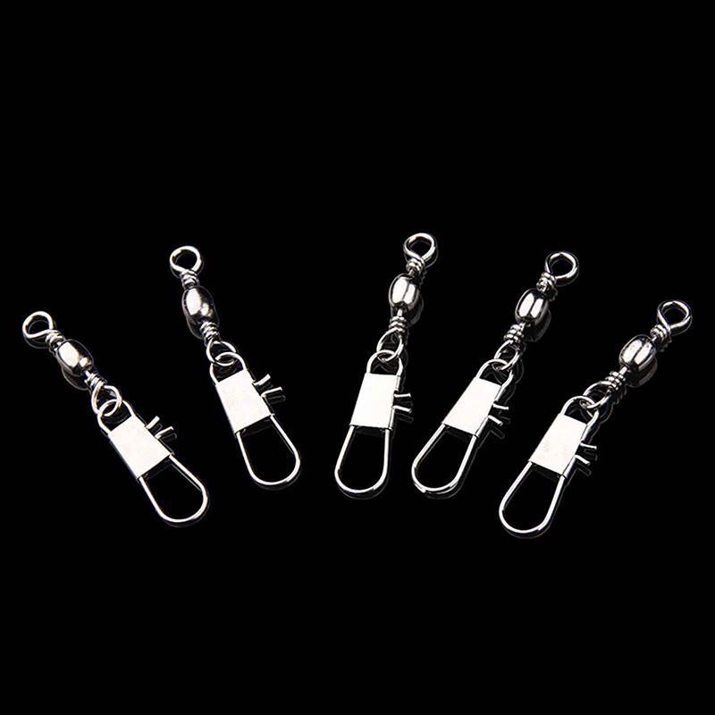 5 Size 100Pcs/Pack Swivels Fishing Connector Pin Bearing Rolling Swivel Snap Fastlock Clips Fishhook Fishing Tackle