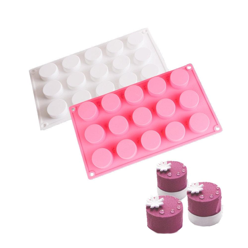 1 Pc 15 Medium Cylindrical Mousse Cake Mold Round Sandwich Silicone Mold Small Eardrum Dessert Fondant Baking Mold