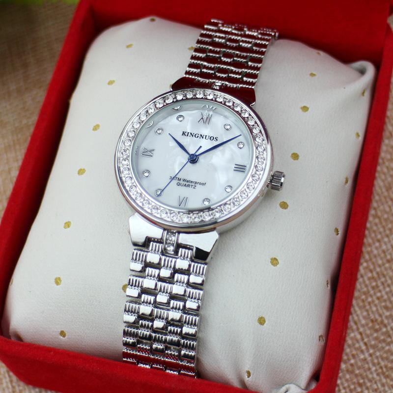 

KINGNUOS Высококачественные модные женские часы с бриллиантами, водонепроницаемые часы с твердым ремешком