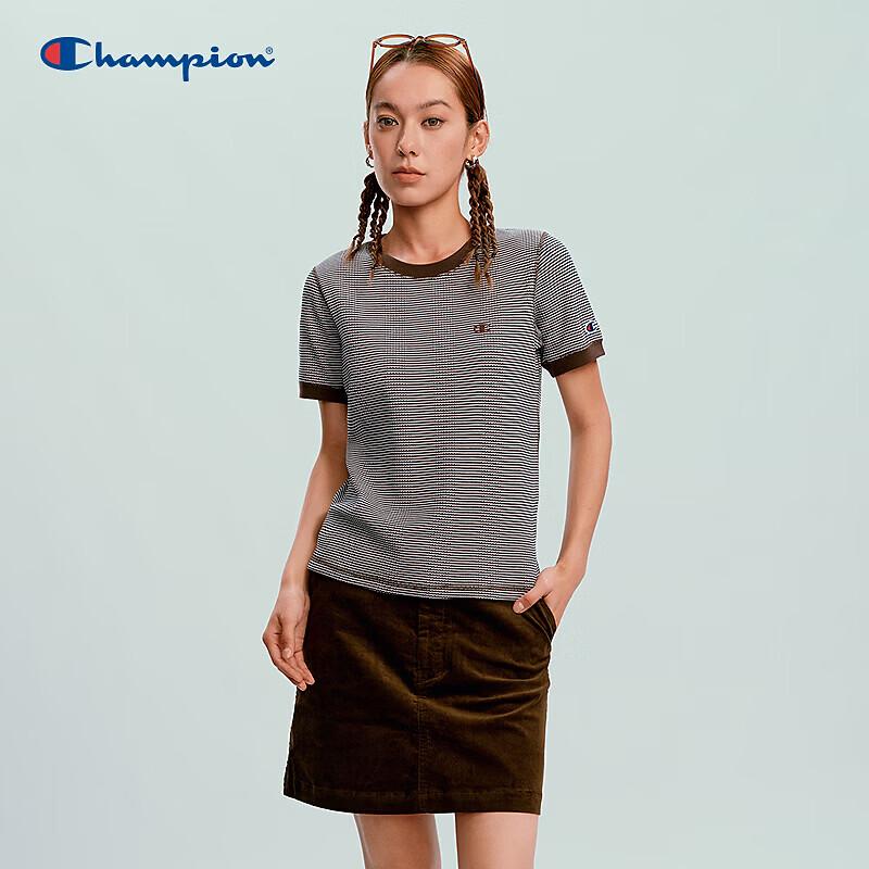Champion Women's Retro Striped Slim-Fit Embroidered T-Shirt