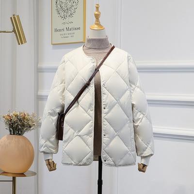 Light Down Jacket Women's Short New Loose Fashion Rhombus Thin Down Jacket Winter Small Coat