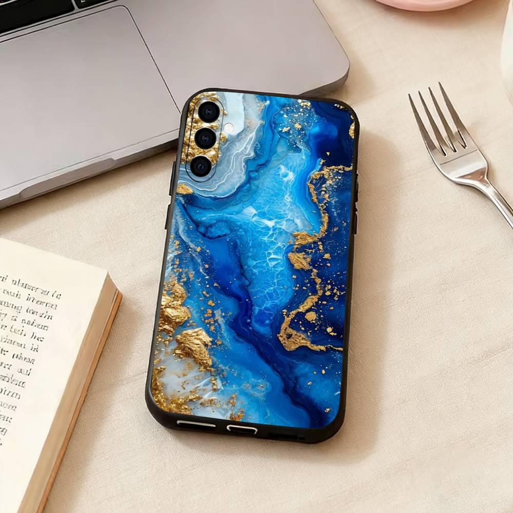 Marble Art Black Gold Phone Case Black Silicone Soft For Samsung Galaxy A73,A72,A71,A70,A53,A52,A51