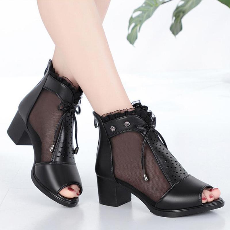 The high Heels Spring New Hollow Sandals Thick with mesh Womens Shoes with Summer Roman Cool Boots The high Heels Spring New Hollow Sandals Thick with mesh Womens Shoes with Summer Roman Cool Boots