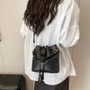 Women's Bag 2025 Fringed New Pumping Bucket Shoulder Bag Solid Color PU Casual Women's Bag Ins Small Bag Manufacturer Wholesale