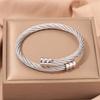 Popular, Personalized Trend, Retro Stainless Steel Winding Geometric , Pearl Steel Wire 