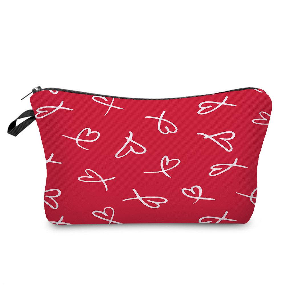 Women Hearts Print Cosmetic Bag Toiletries Organize Travel Storage Case KTB